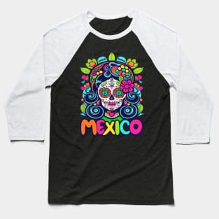 Sugar Skull Mexico Halloween Catrina Skull Baseball T-Shirt